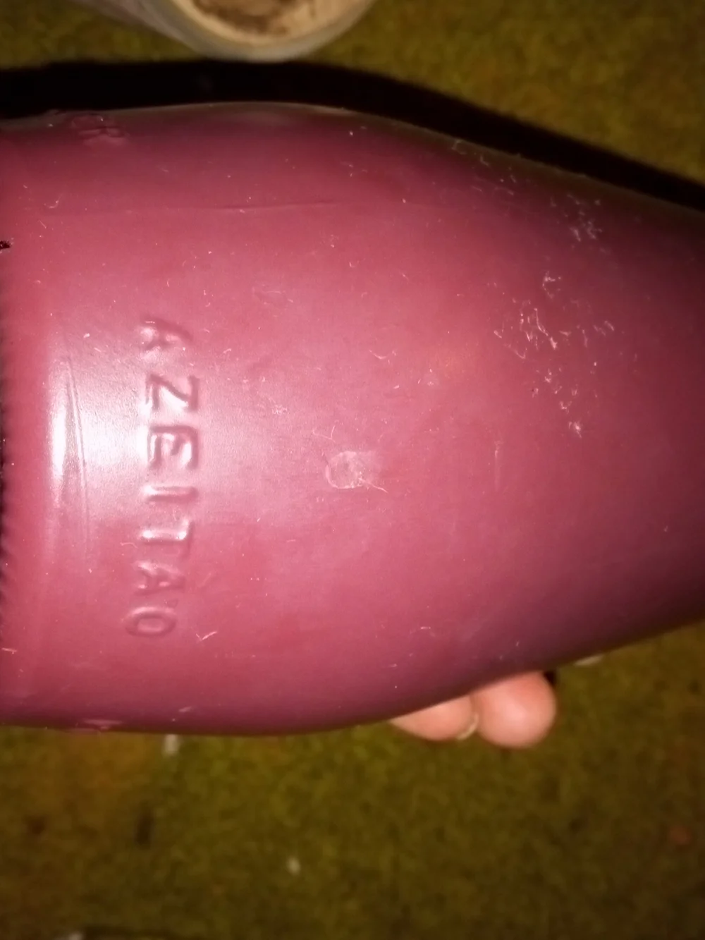 vintage matte mauve-painted glass wine bottle from J.M. da Fonseca (Portugal)